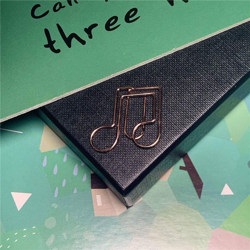 OWLFAVO Clef and Note Shape 40pcs Paper Clips with Clear Box, Rose Gold, Funny Cute Paperclips Bookmarks Planner Clips for Fun Office Supplies School Gifts Wedding Decoration - Image 5